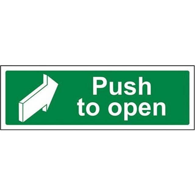 VSafety Push To Open Sign - Landscape - 300mm x 100mm - Self Adhesive Vinyl