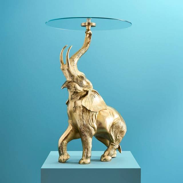 Sidobord Elefant Kimba, guld