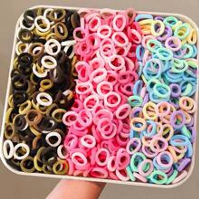 SHEIN 300pcs/Set Girls Ombre Pink & Khaki Simple Elastic Hair Bands, Hair Ties & Headband For Daily Use