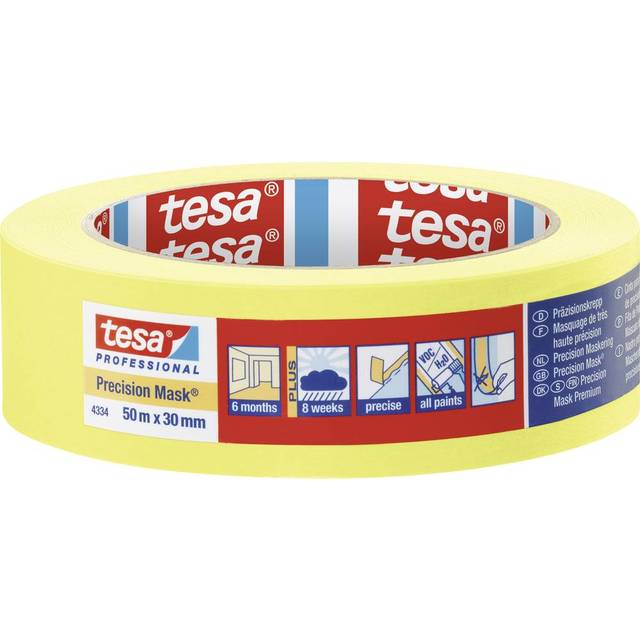 tesa 04334-00002-00 Precision Masking Tape 50m x 30mm yellow indoo...