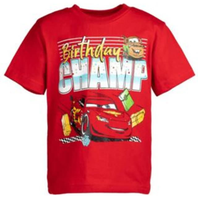 Disney Pixar Cars Lightning McQueen Birthday Infant Baby Boys Graphic T-Shirt Cars Red 18 Months