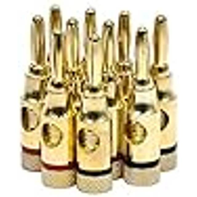Monoprice 5 PAIRS OF High-Quality Gold Plated Speaker Banana Plugs, Open Screw Type