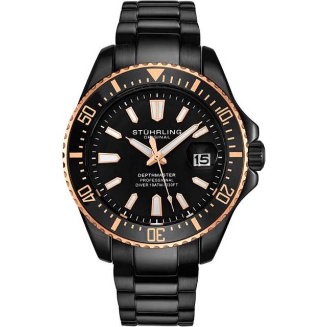 Stührling Depthmaster 3950A.9 - Herr - 42 mm - Analogt - Quartz - Mineralglas - Black (22 mm)
