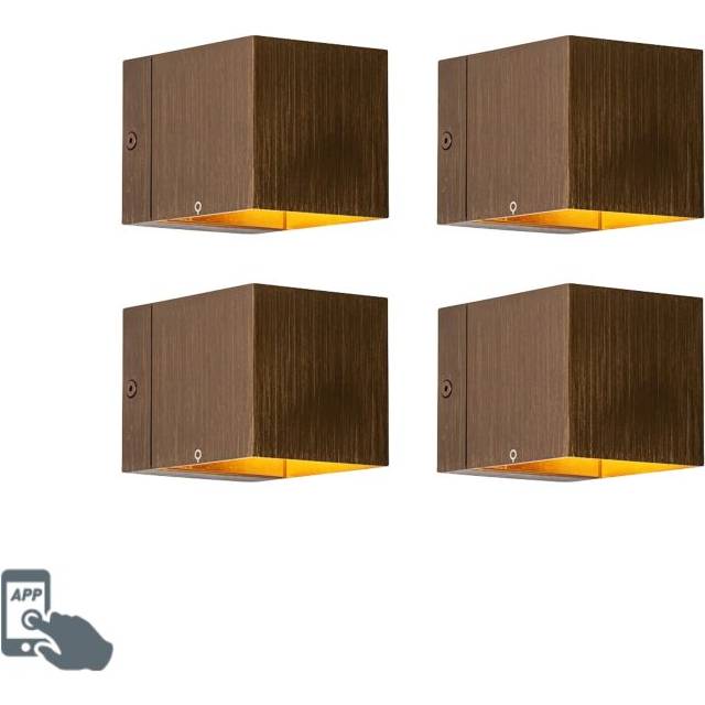 Set med 4 smarta vägglampor mörkbrons 8 cm inkl WiFi G9 - Transfer