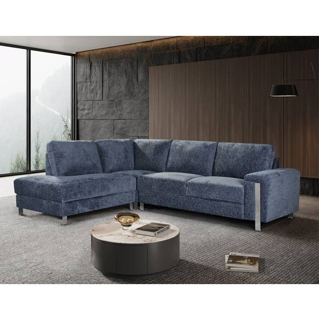 Beyzanur Upholstered Corner Sectional - Blue (83cm H X 263cm W X 207cm D)