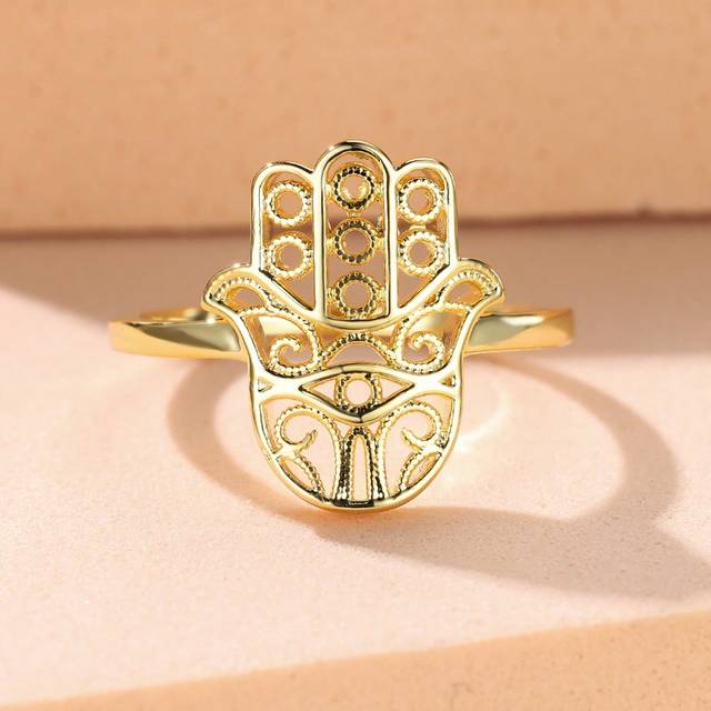 SHEIN Exquisite Fashionable Hamsa Hand Women&#39;s Ring, Luxury Gift For Girlfriend, Suitable For Date, Single Ring For Couples
