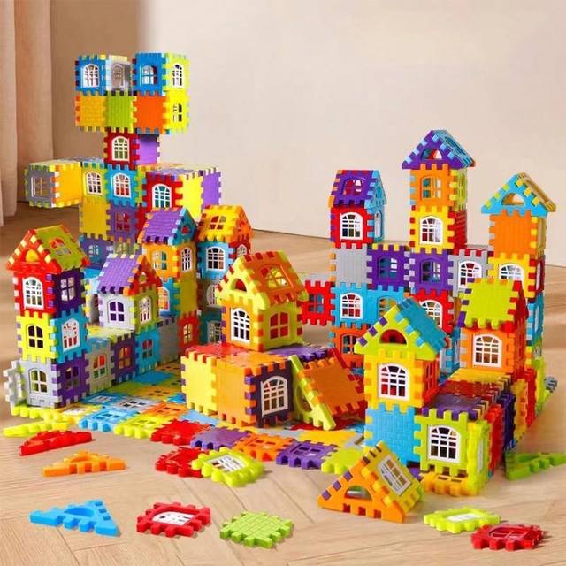 SHEIN 1 Set Large Building Block Puzzle House Castle Educational Construction Toy Gift For Children (Random Color Accessories)