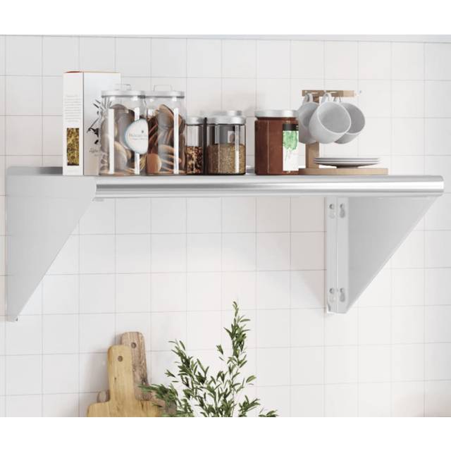 vidaXL Wall Shelf 75x45x31 cm Silver Stainless Steel