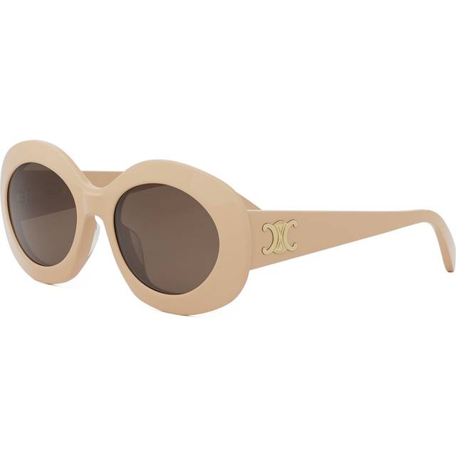CELINE, Sunglasses, female, Beige, 54 MM, Triomphe Sunglasses, Beige Frame, Brown Lenses