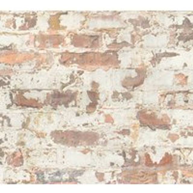 Stone tile wallpaper wall Profhome 369291 non-woven wallpaper smooth used look matt orange white 5.33 m2 (57 ft2)