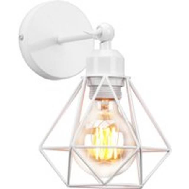 Modern Retro Wall Light E27 Socket Adjustable Angle Wall Light (White) Metal Cage Wall Sconce Vintage Wall Lamp For Indoor Lighting