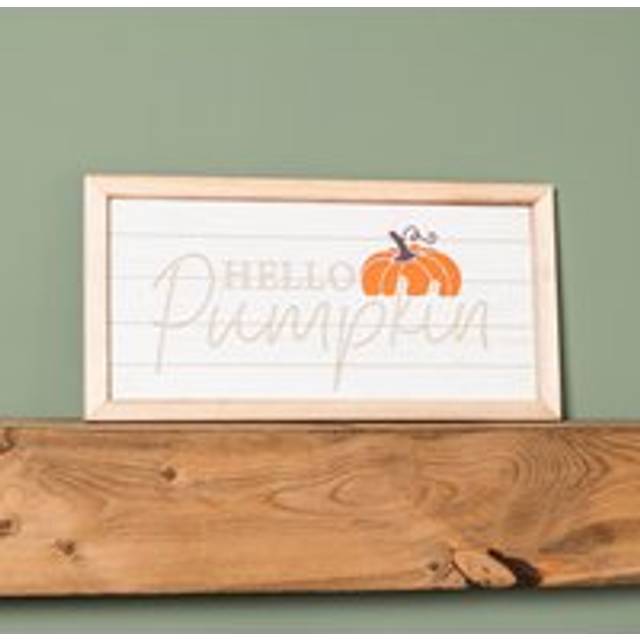 46cm hanging hello pumpkin wooden autumnal decorative sign wall art