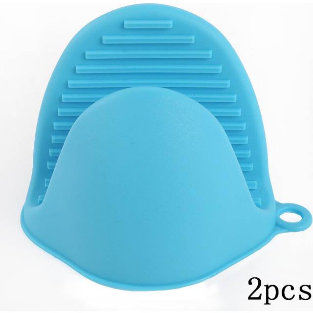 (Blue) 2pcs Heat Resistant Clips Anti-scald Thicken Gloves For Kitchen Accessories Silicone Gloves Microwave Kitchen Oven Heat Pot Clip