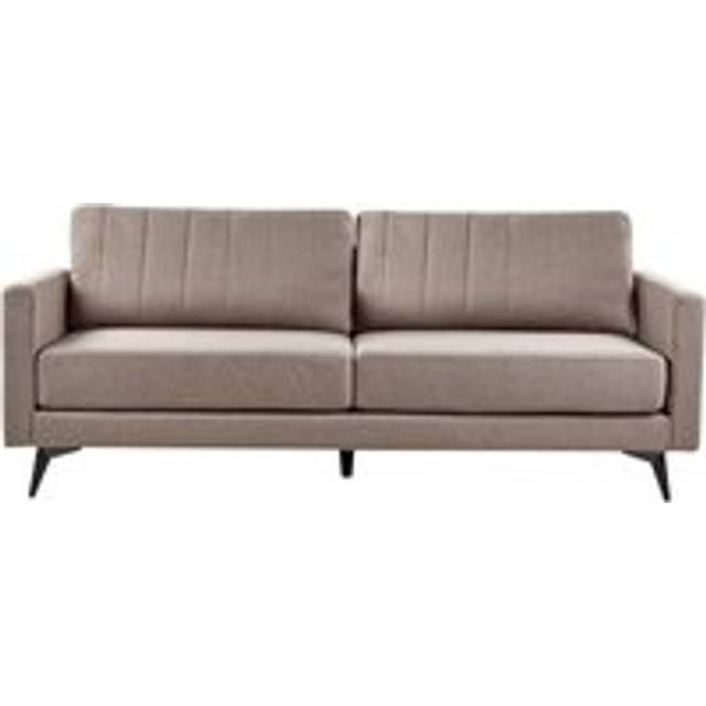 Beliani 3 Seater Fabric Sofa Light Brown Mala, Brown
