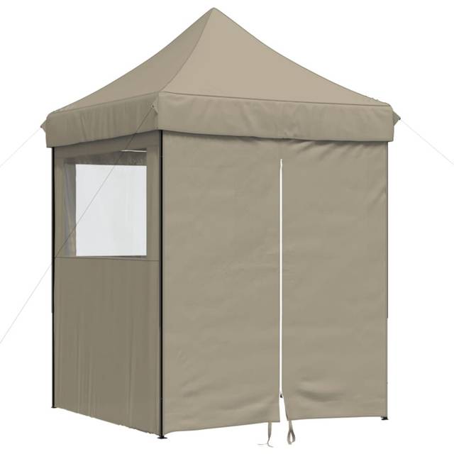 Pop-Up hopfällbart partytält med 4 sidoväggar taupe