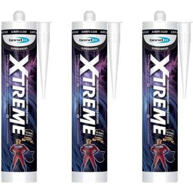 Bond It Xtreme White Anti-Mould Silicone Sealant EU3 Cartridge 310ml BDSANXWH (Pack of 3)