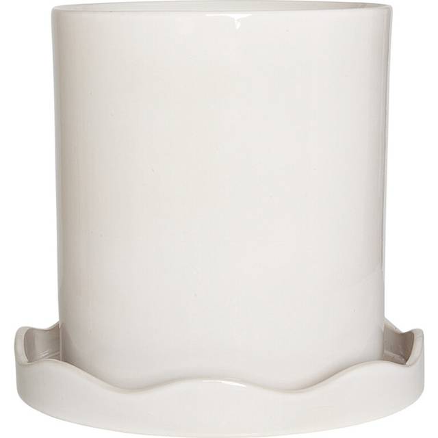 OYOY Nami pot with saucer Ø27 cm large White