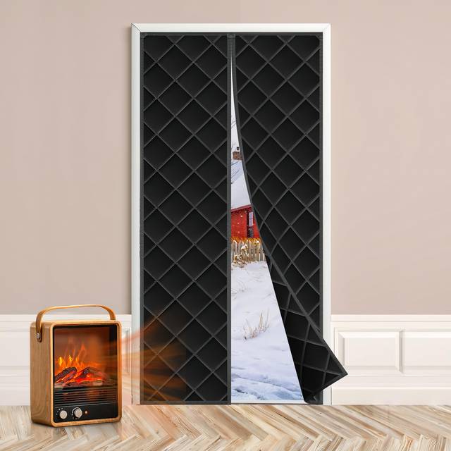 LIAMST Magnetic Thermal Insulated Door Curtain Fits Door Size 36in x 98in Center Opening Durable Oxford Cloth&Thicken Polyester Fiber Fill Weatherproo