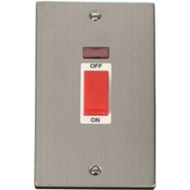 Stainless Steel 2 Gang Size 45A Switch With Neon - White Trim Se Home