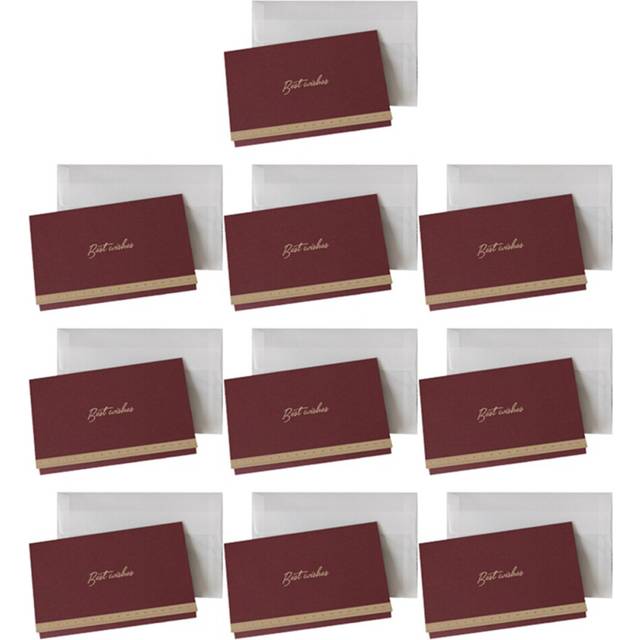 10 Pack Wedding Greeting Cards with Envelopes, Gold Foil Design Best Wishes Notes Red