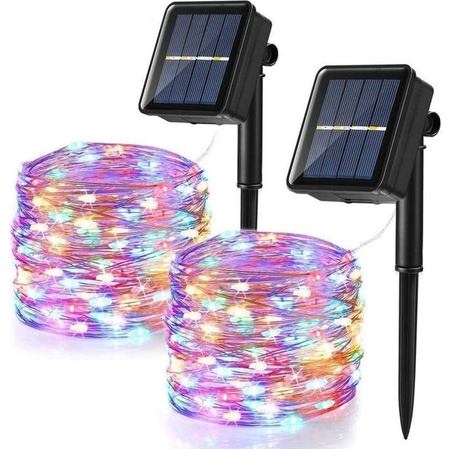 2 Pack] Solar String Lights Outdoor, 12m 100 led Waterproof Solar Christmas Fairy Lights 8 Modes Decoration Light for Garden Patio Yard Home Wedding