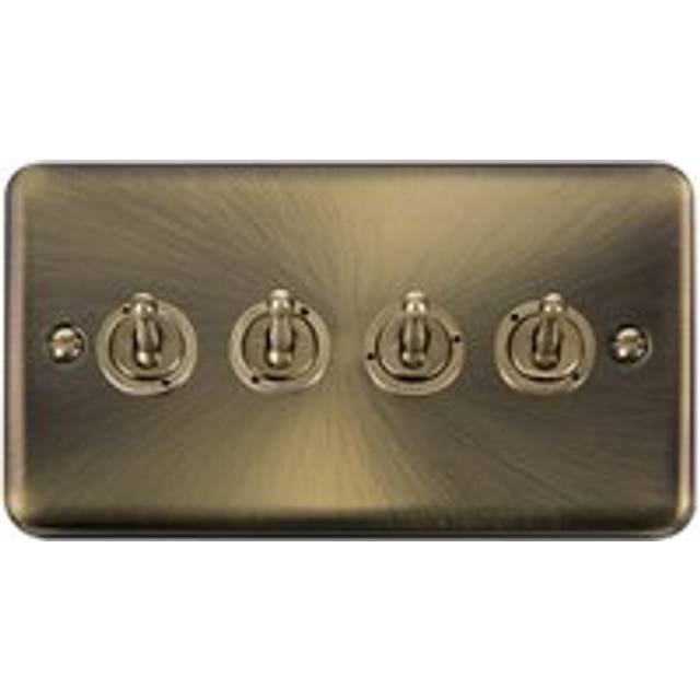 Curved Antique Brass 4 Gang 2 Way 10AX Toggle Light Switch Se Home