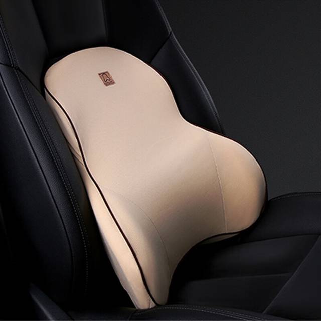 (1pcs beige back) Car Driver Pillow Memory Foam Car Lumbar Support Back Cushion Soft Car