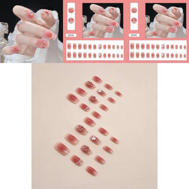 Chic Sweet Long Wearable Pearl Bowknot Acrylic Nails For Elegant Young Women