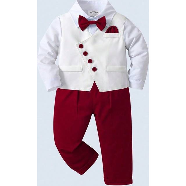 BOARNSEORL Baby Boy 3-Piece Gentleman Outfit - White Shirt With Bowknot , Vest, And Pants, Fashion & Stylish For Birthday Party, New Year&#39;s Eve, Wedding, Christe