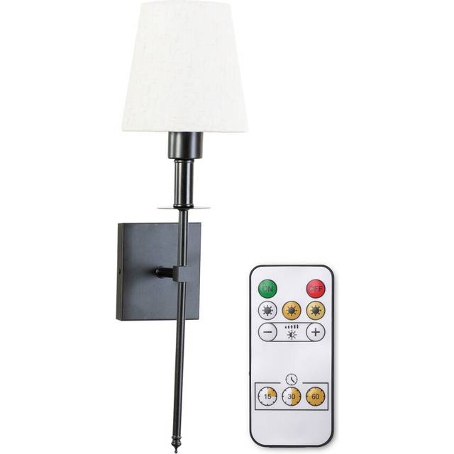 ValueLights Kincaid Black Rechargeable Easy Fit Wall Light with Shade - 57 x 16 x 19cm