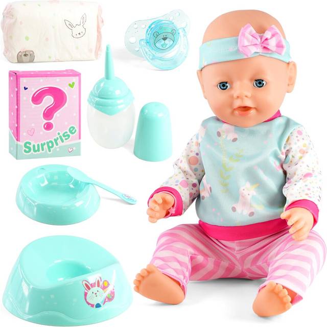 BiBi Doll Interactive Baby Girl Doll with Accessories Cry & Drink & Wet Gift for Kids