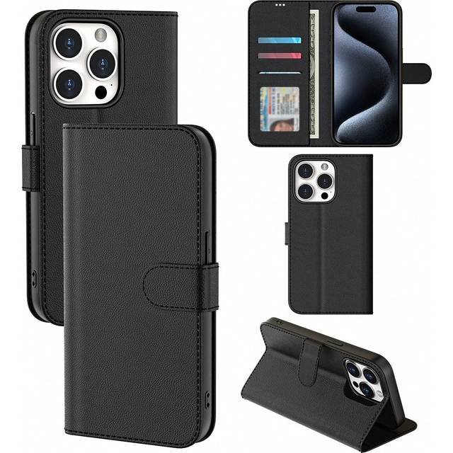 SHEIN Black/Brown/Dark Blue/White Multifunctional Wallet PU Phone Case Compatible With IPhone 11 12 13 14 15 Pro Max For Daily Use, Wallet Flip Phone Case C