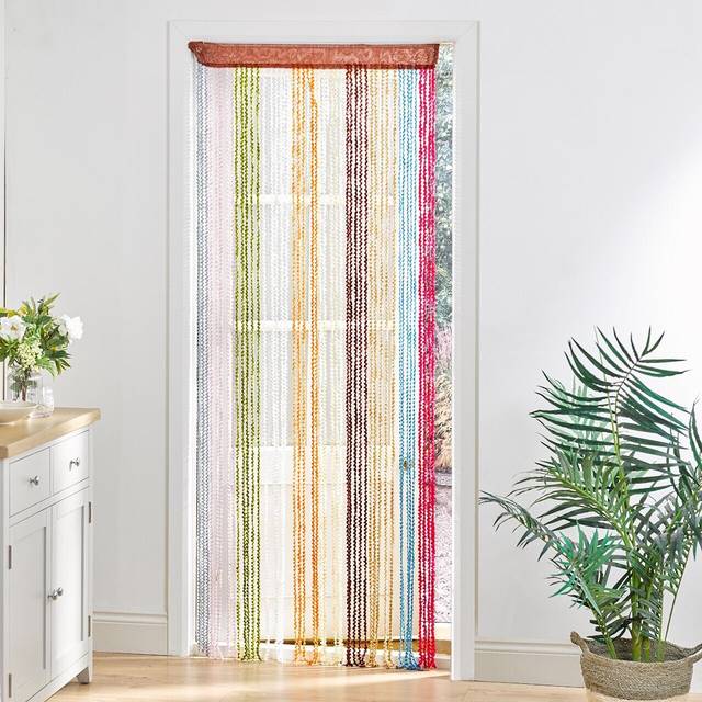 Multicolour String Door Curtain - 90 x 200cm Colourful Spiral Tassel Doorway Fly Screen - Keeps Flies, Insects & Wasps Out - 90cm width x 200cm drop