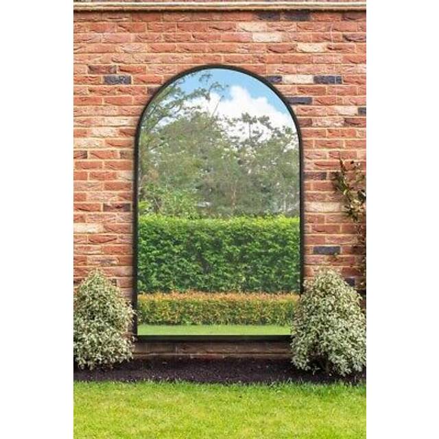 Black Framed Arched Leaner/Wall Garden Mirror 75" x 47" (190x120CM) - 1 Pack