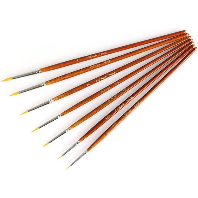 Fine Detail Paint Brush Set - 7 Pieces Miniature Brushes for Watercolor, Acrylic Painting, Models, Airplane Kits