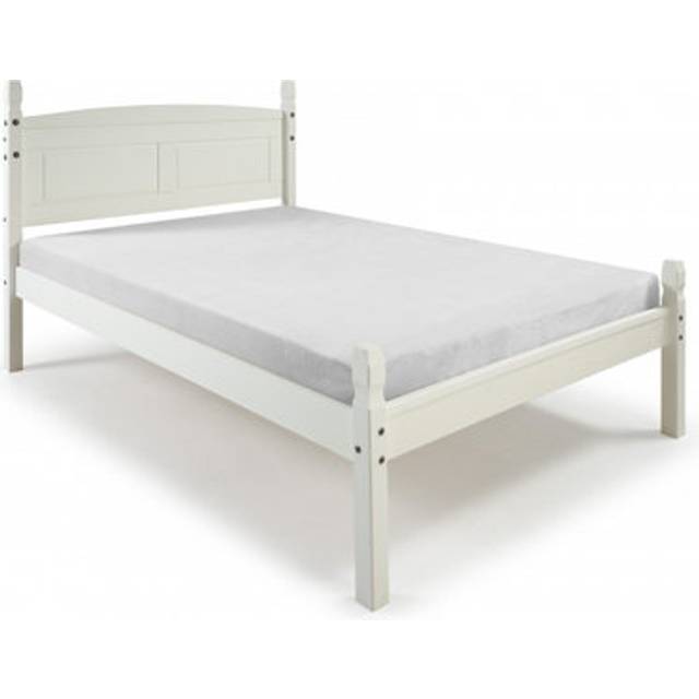 Mercers Furniture Corona White 4Ft6 Double Low End Bed Frame Solid Pine With Mexican Styling, White