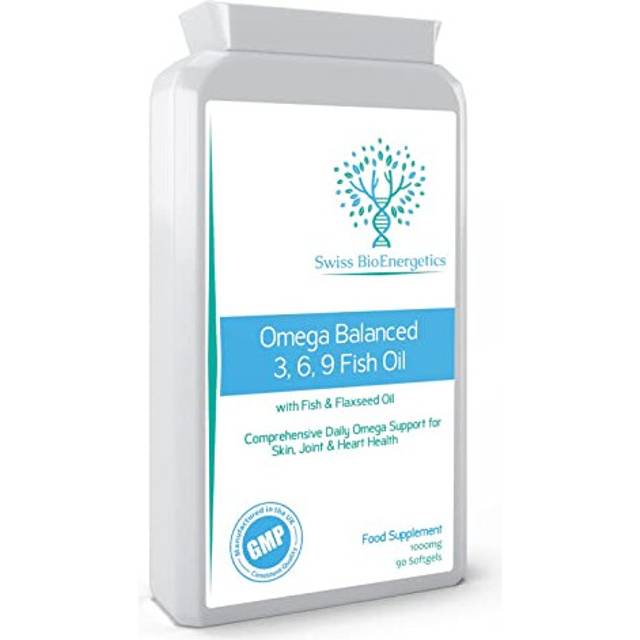 Omega Balanced 3, 6 & 9 Fish Oil 1000mg, 90 Capsules - High Strength EPA & DHA Formula derived from Fish & Flaxseed Oil with Added Vitamin E in Easy