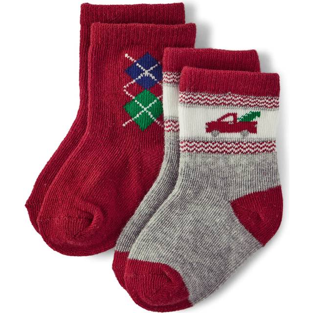 Gymboree Boys and Toddler Crew Socks  Holiday Truck  0-6 Months