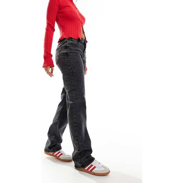 Pieces Pckelly MW Straight Jeans Dg202 NOO Dam Stl. "25/""32" - Från Magasin - Dark Grey Denim ("25/""32")