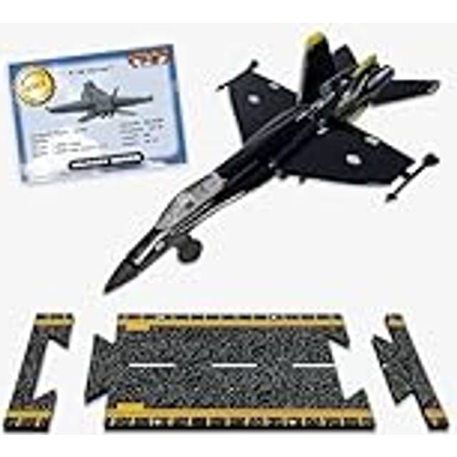 Hot Wings F-18 Jet (Black & Yellow) with Connectible Runway