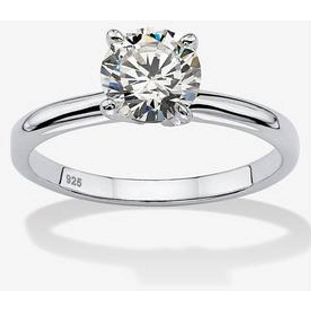 PalmBeach Jewelry 4705_10 1.07 TCW Round Cubic Zirconia Sterling Silver Bridal Engagement Traditional Solitaire Ring Size 10