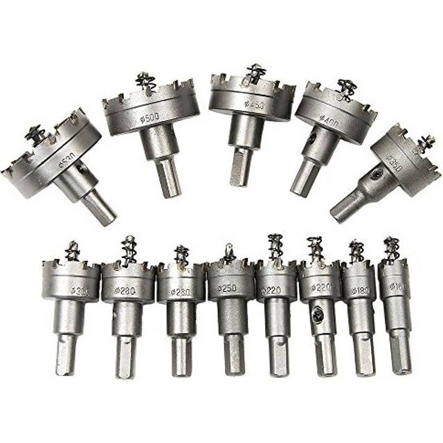 13pcs TCT Tip Drill Bit Hole Saw Cutter Set 16-53mm for Stainless Steel Iron Copper Brass Wood with Spring