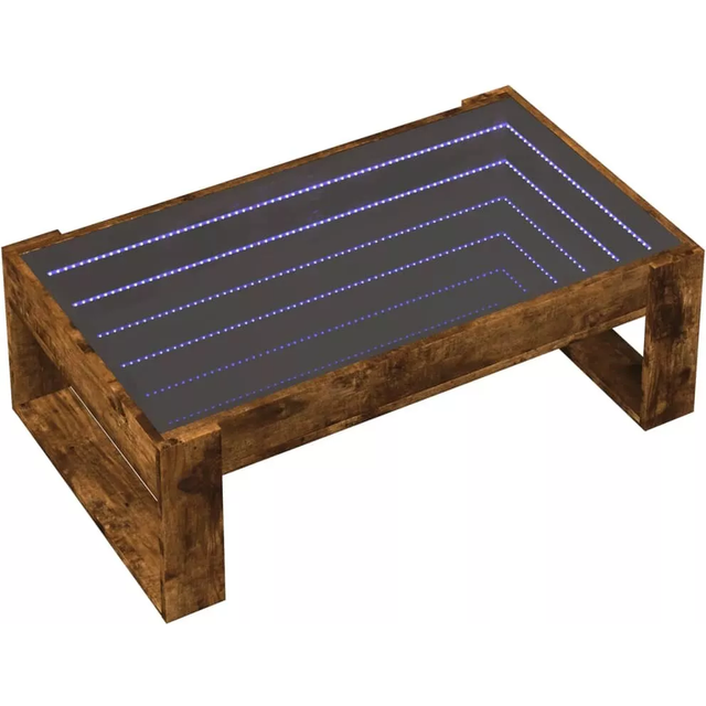 vidaXL Coffee Table with Infinity LED Smoked Oak 90x53x30 cm - Brown