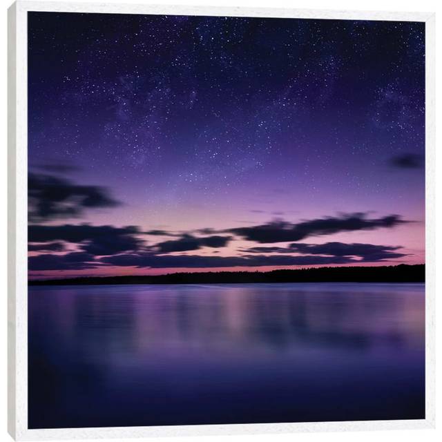 Tranquil Lake Against Starry Sky, Russia by Evgeny Kuklev - Gallery-Wrapped Canvas Giclée on Canvas - White Framed (45.72 cm H x 45.72 cm W)