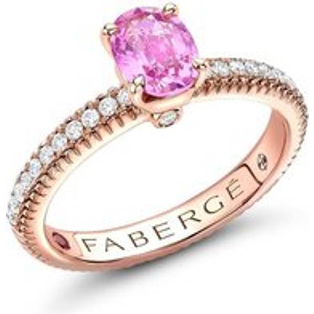 Faberge Colours of Love 18ct Rose Gold Pink Sapphire Diamond Fluted Ring - 64