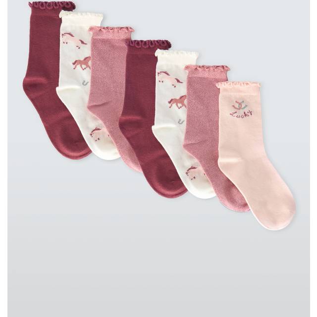 John Lewis Kids' Pony Frill Top Socks, Pack of 7, Multi