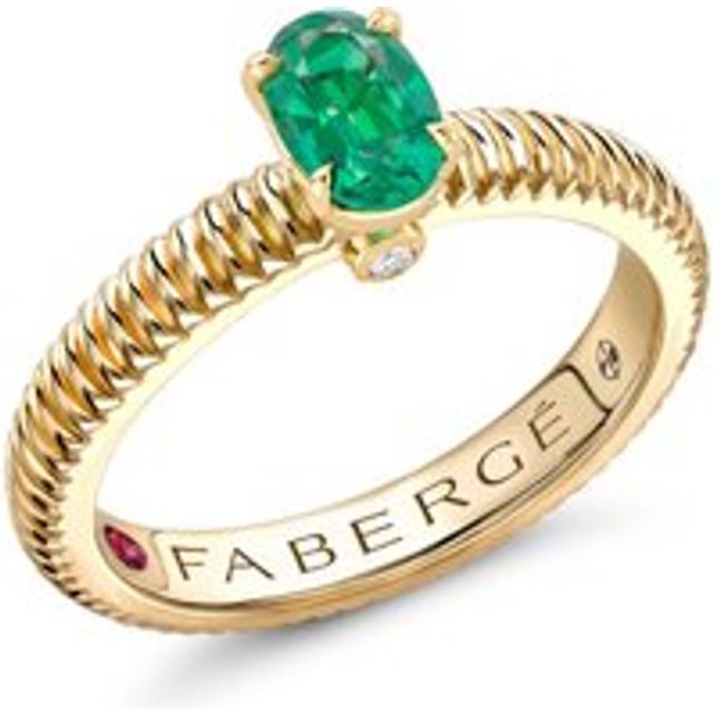 Faberge Colours of Love 18ct Yellow Gold Emerald Fluted Ring - 61