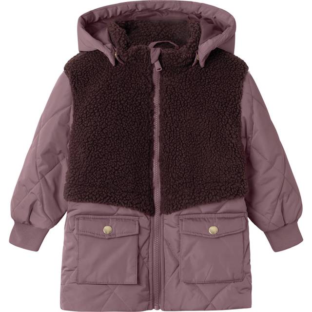 Name It Vadderad jacka m. Teddyfleece - NmfMika - Grape Shake - Name It - 4 år (104) - Dunjacka