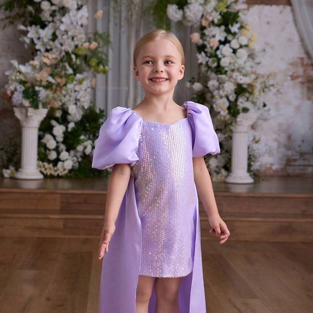 SHEIN Christmas Princess Young Girls Elegant Evening Gown Party Dress, Formal High-End Luxury Dress, Tail Design Exquisite Recital Piano Performance Outfit