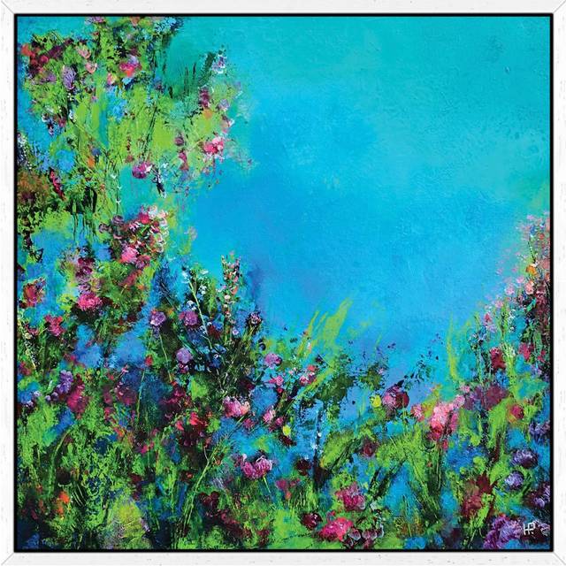 The Flowers In My Garden II by Hanneke Pereboom - Gallery-Wrapped Canvas Giclée on Canvas - White Floater Framed (45.72 cm H x 45.72 cm W x 4.445 cm D)